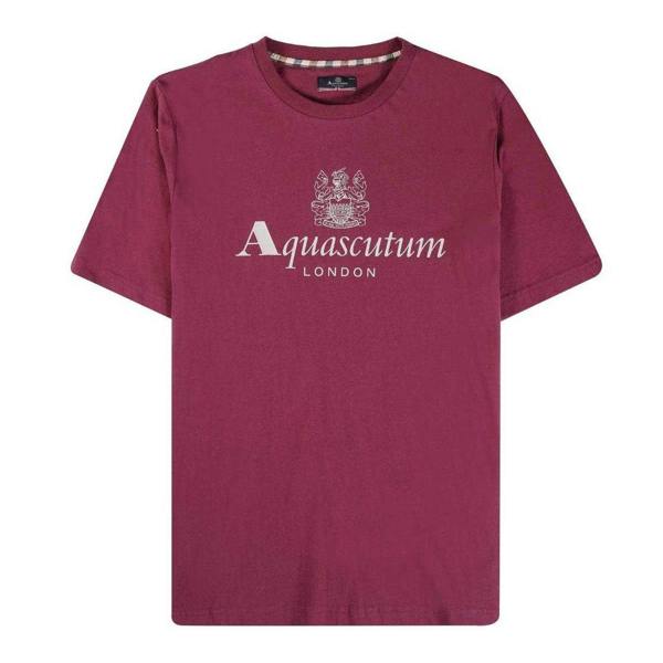 Aquascutum Mens Active Big Logo T-Shirt - Burgundy - 
