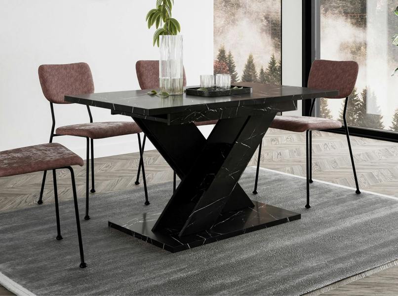 PHD Furniture TOXX Extendable Dining Table 120–160cm – Black Royal Marble Effect