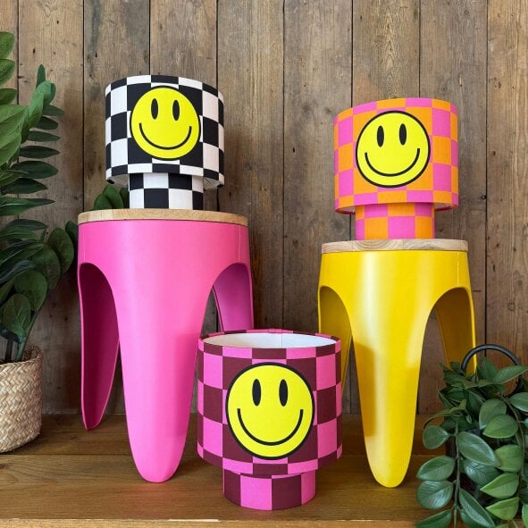 Love Frankie Checkmate Smiley Glow Lamps in Tutti Frutti