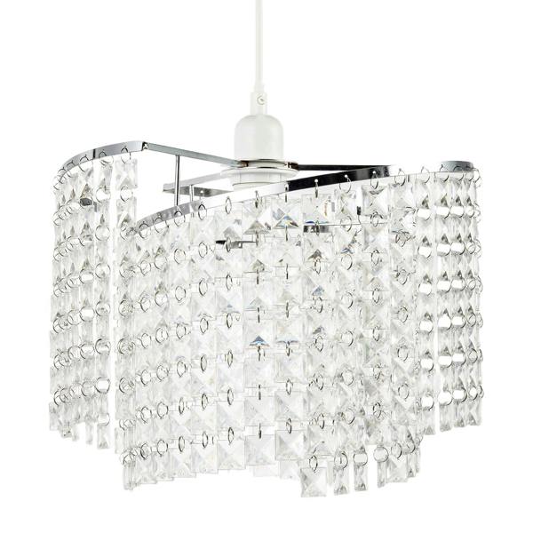 Modern Chrome Chandelier Pendant Shade with Cascading Acrylic Panels Image 5