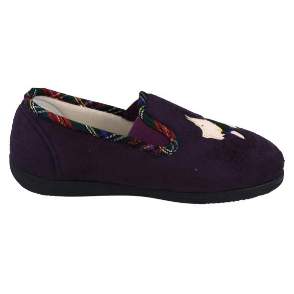 Padders Ladies Padders Wide Fitting Slippers With Dog Detail Dandie