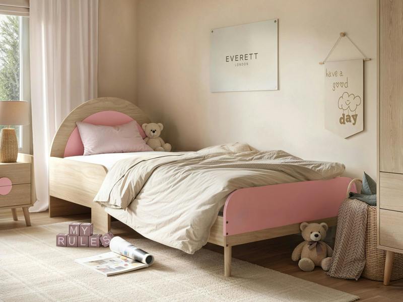 Flair Noah Single Curved Headboard Bed Oak
