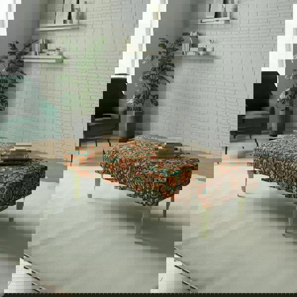 Artistic rectangular bench enhancing contemporary interior spaces