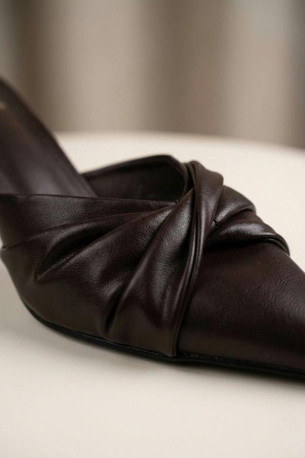 ikrush Ines Knotted Front Pointed Toe Kitten Heel Mules