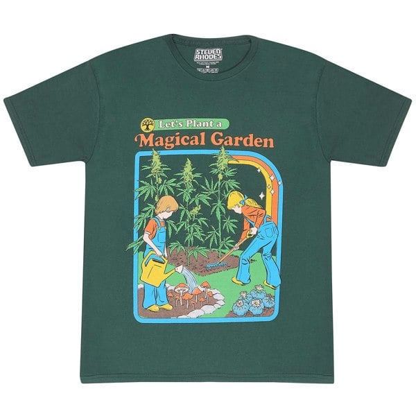 Steven Rhodes Unisex Adult Let´s Plant A Magical Garden T-Shirt - Green