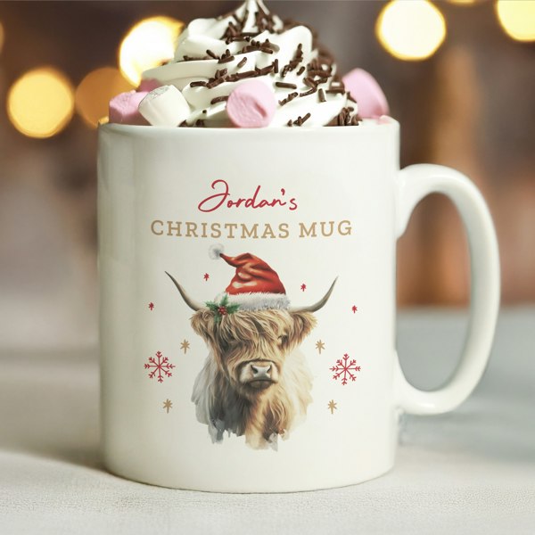Personalised Memento Company Personalised Highland Cow Christmas Mug