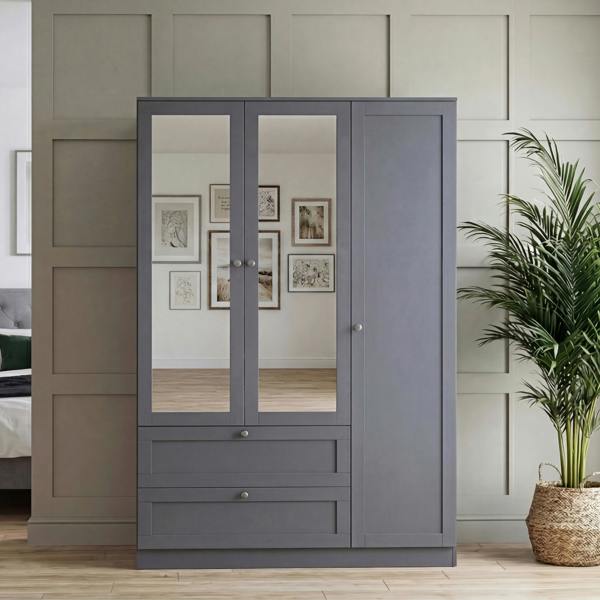 Vida Designs Altino 3 Door 2 Drawer Mirrored Wardrobe