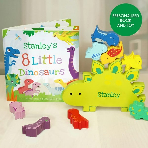 Personalised Memento Company Personalised Dinosaur Book & Stacking Toy