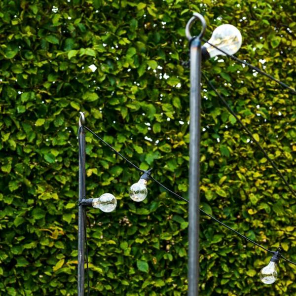Industrial Steel Festoon Lighting Pole | Raw Metal Finish
