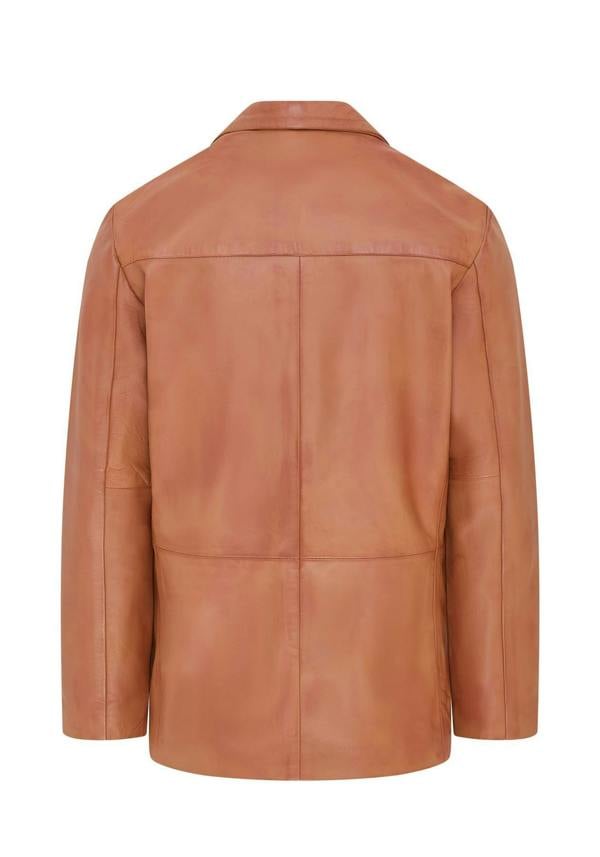 Infinity Leather Mens 3 Button Italian Leather Blazer Jacket - Fauske