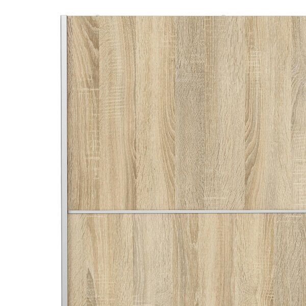 Wyld Haus Bordeaux Wide Natural Oak Double Sliding Door Wardrobe 180cm 5 Shelves