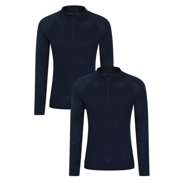 Mountain Warehouse Mens Merino Wool Base Layer Top (Pack of 2) - Navy - 