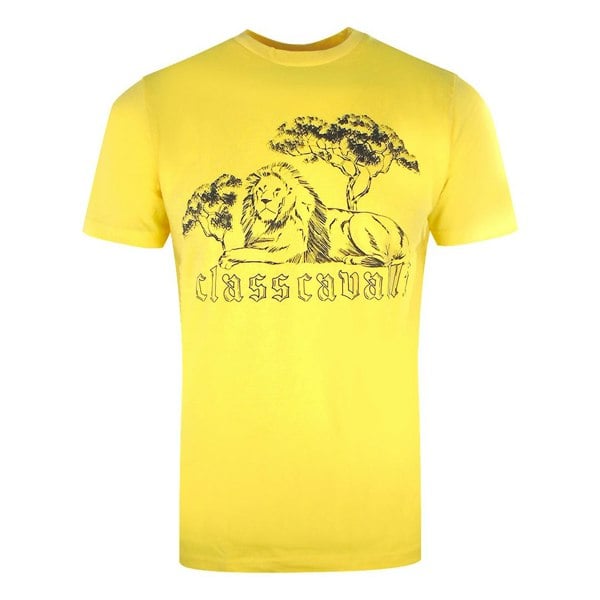 Cavalli Class Resting Lion Design Yellow T-Shirt