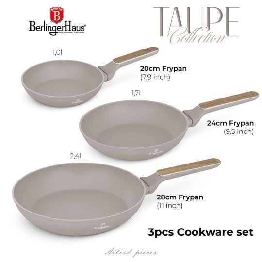 Berlinger Haus 3 Pcs Frypan Set  Berlinger Haus BH8341 | Taupe Nordic