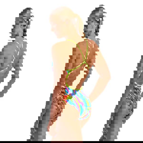 Funkita Glitch Swim Secure period proof swimsuit in neon yellow tie-dye