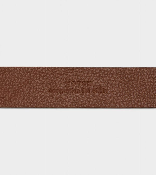 Votch Daisy Vegan Bio-Based Bamboo Western belt in brown