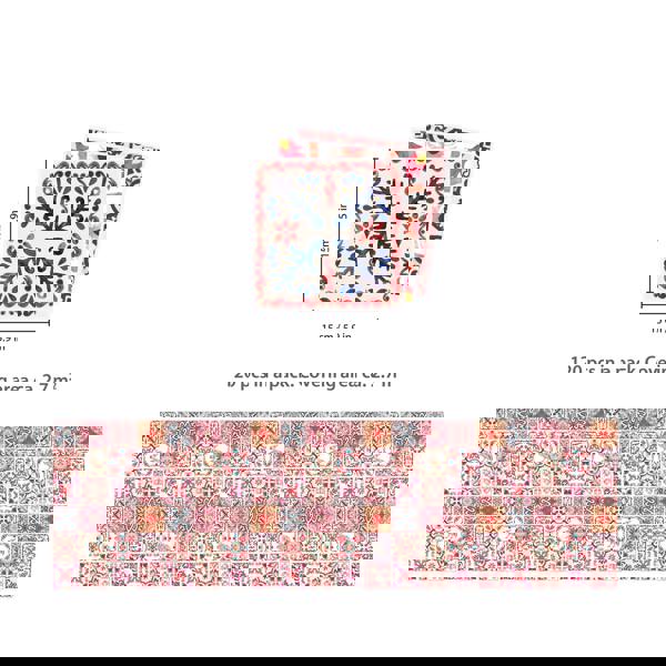 WT1518 - Moroccan Rose Red Mosaic Tile Sticker - 15 cm x 15 cm - 24 pcs