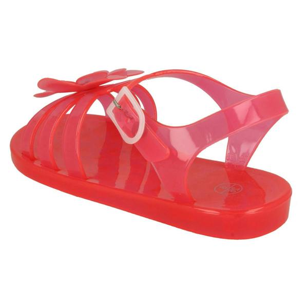 Spot On Girls Spot On Flat Strappy T Bar Flower Trim Sandal