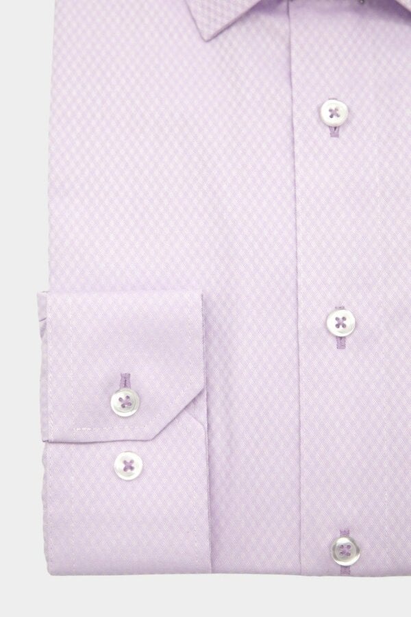Lilac Textured Cotton Long Sleeve Shirt