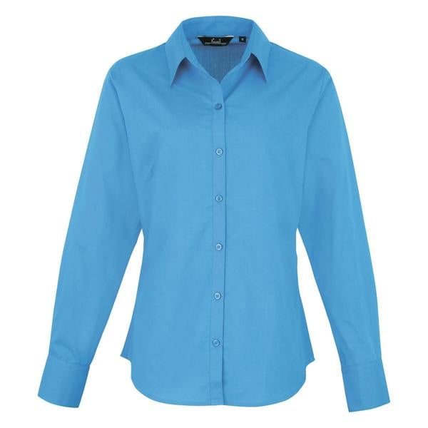 Premier Womens/Ladies Poplin Long-Sleeved Blouse - Sapphire