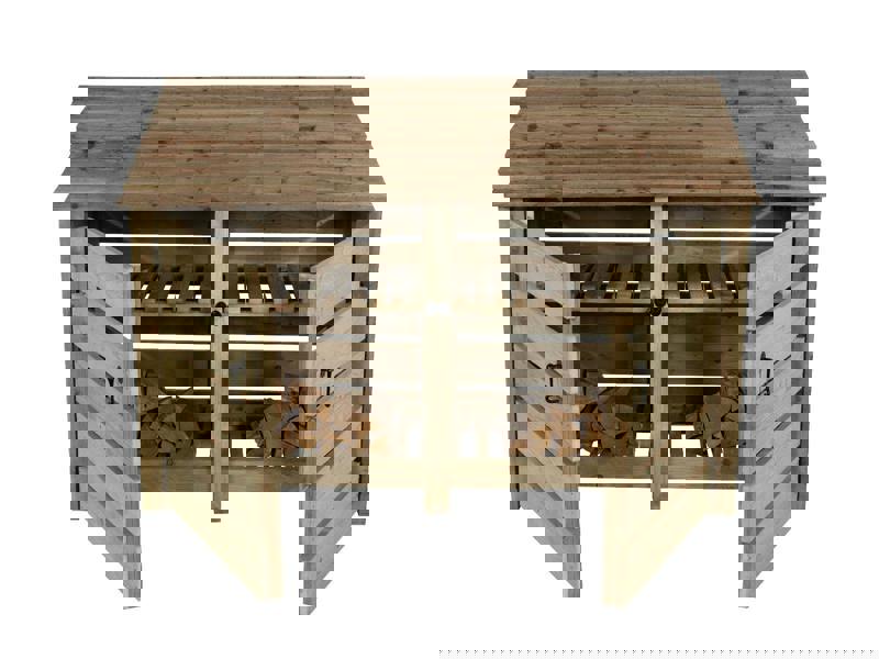 Arbor Garden Solutions Slatted Wooden Log Store with Doors And Shelf W-187cm, H-126cm or 180cm, D-88cm