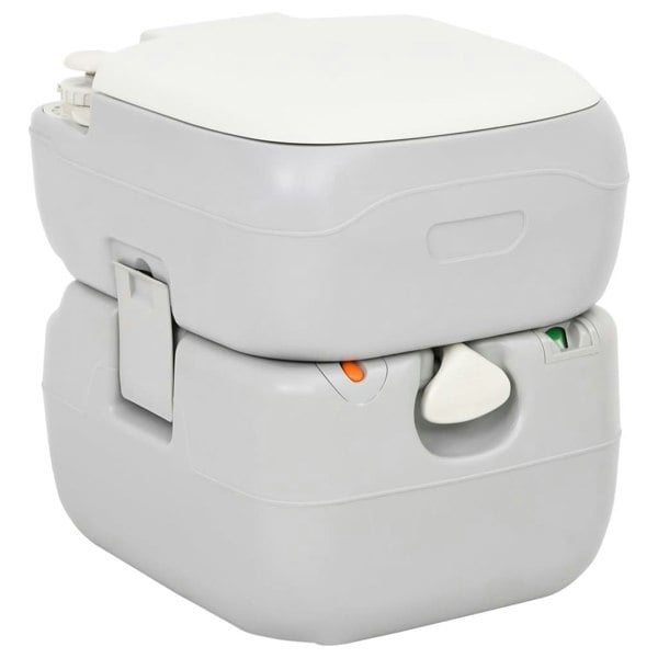 Berkfield Portable Camping Toilet Grey and White 22+12 L HDPE