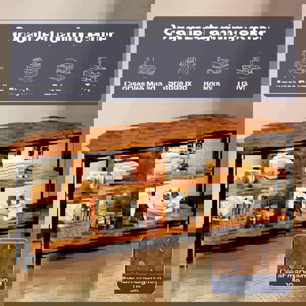 Levede TV Stand Cabinet 55 inch Corner TV Unit Wooden with Light Storage Shelves