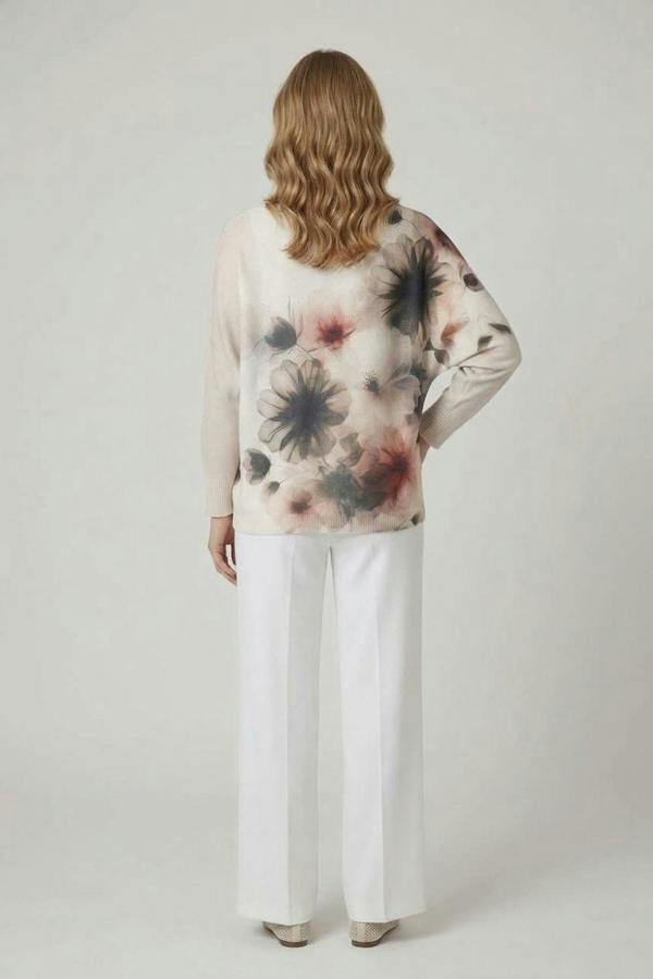 Grey | Floral Metallic Batwing Sleeve Jumper