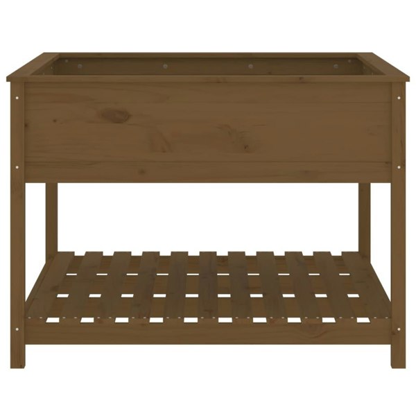 Berkfield Planter with Shelf Honey Brown 111.5x111.5x81 cm Solid Wood Pine