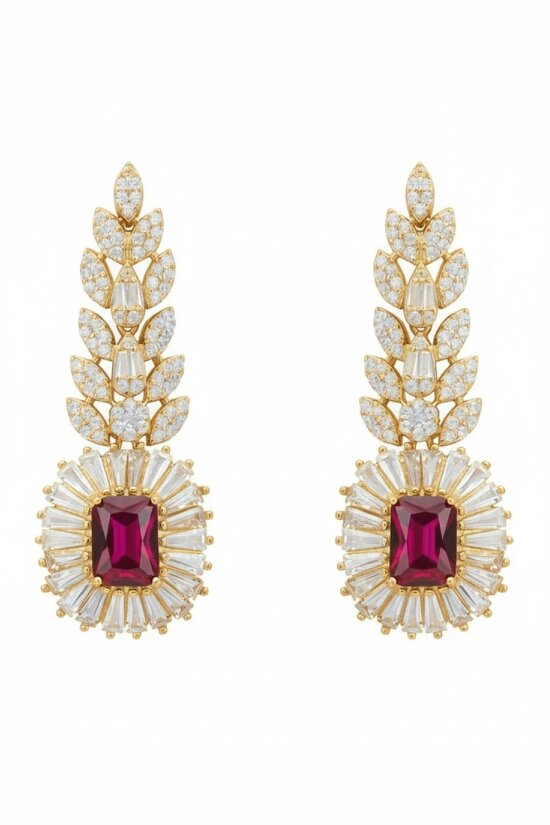 Latelita Countess Gemstone Drop Earrings Ruby Gold