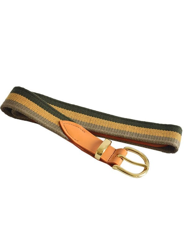 Butternut and Grey Stripes Woven Canvas Belt