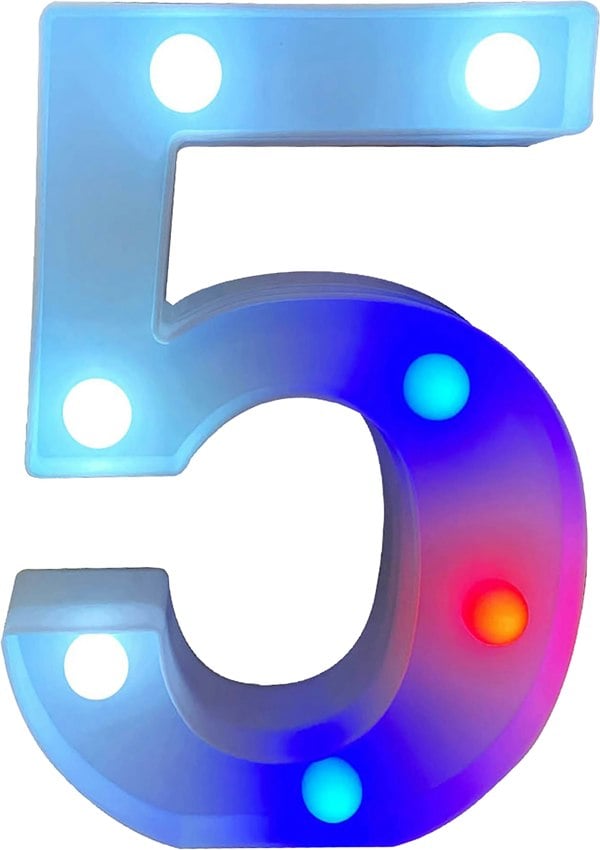 St Helens Battery Operated RGB Number With Remote Control Number 5