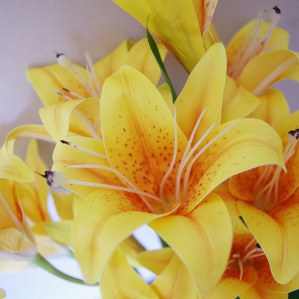 Leaf 60cm Artificial Lily Stem Yellow