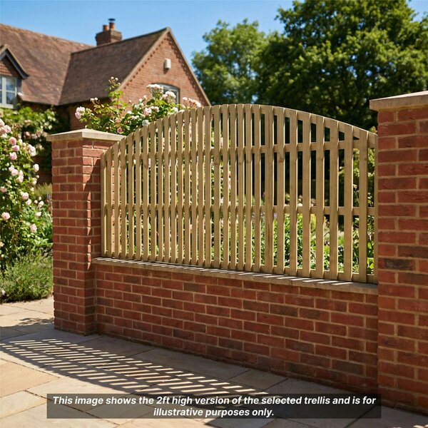 Premier Garden Supplies Florence Fence Panel Topper Garden Trellis 6ft x 1-4ft Decorative Arched Fencing Wall-Mount Privacy Balcony Patio Screen - Wood - 3, 4 or 5