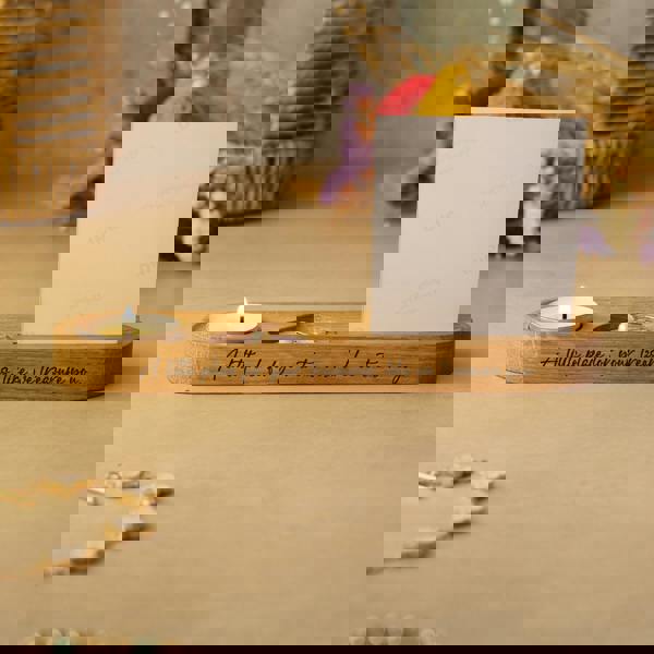 MijMoj Design Personalised Candle And Photo Holder With Heart Shape Keepsake Tray