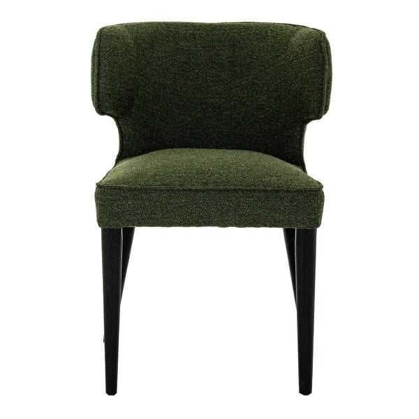 Wyld Haus Mirmande Mid Century Upholstered Curved Green Dining Chair with Wooden Legs
