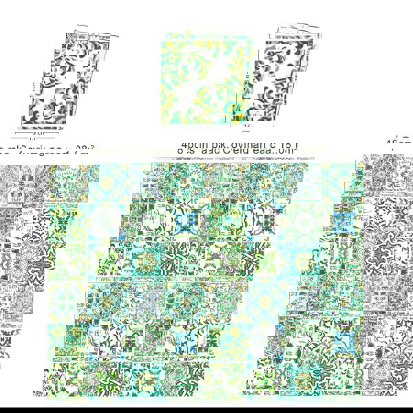 WT1520 - Turkish Green Mosaic Tile Sticker - 15 cm x 15 cm - 24 pcs