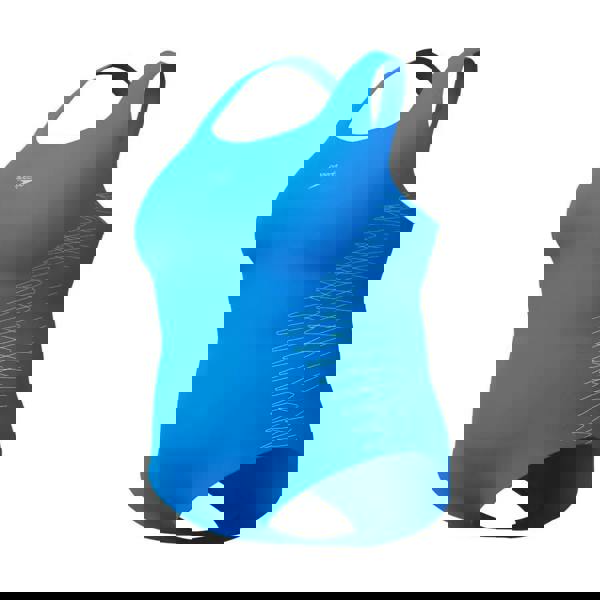 Blue Speedo Placement Medalist plus size swimsuit with wave design