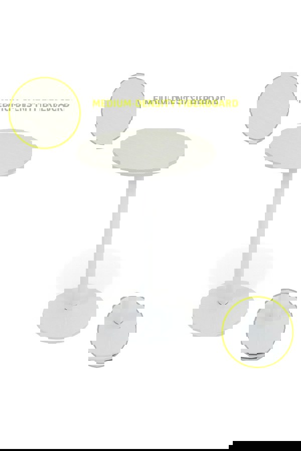 Living and Home White Round Coffee Table with Metal Base - 59cm x 74cm