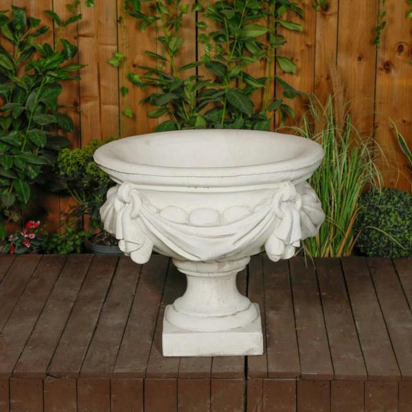 Large White/cream Draped Georgian Style Vase Planter Urn 