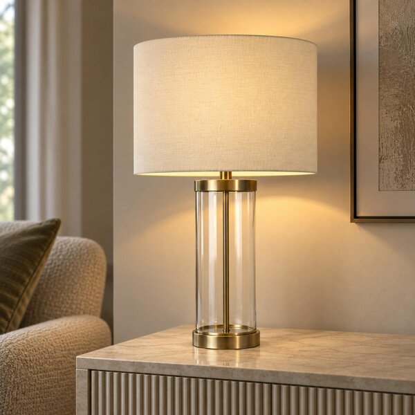 Pagazzi Lighting Adelia Antique Brass & Glass Table Lamp
