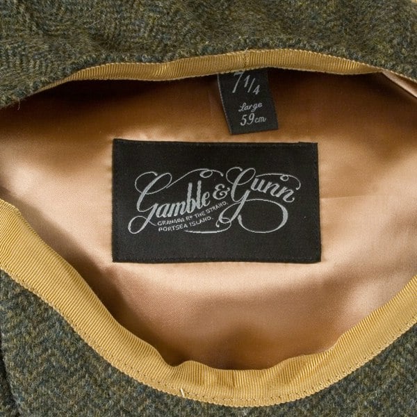 Gamble & Gunn British Made Button Top Cap Green Moon Tweed