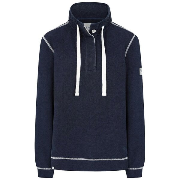 Lazy Jacks LJ301 - Pique Button Neck Sweatshirt - Twilight - White Drawstrings