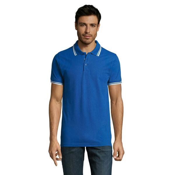 SOLS Mens Pasadena Tipped Short Sleeve Pique Polo Shirt - Royal/White