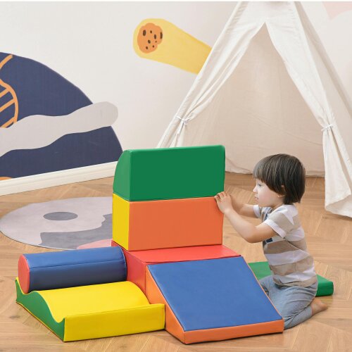 HOMCOM 7 Pcs Kids Soft Foam Puzzle Play Blocks Set Learning Toy