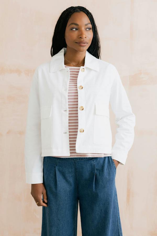 Lily & Me Effie Stretch Cotton Twill Jacket White