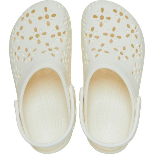 Crocs Classic Floral Cut Out Thermoplastic Chalk Clogs