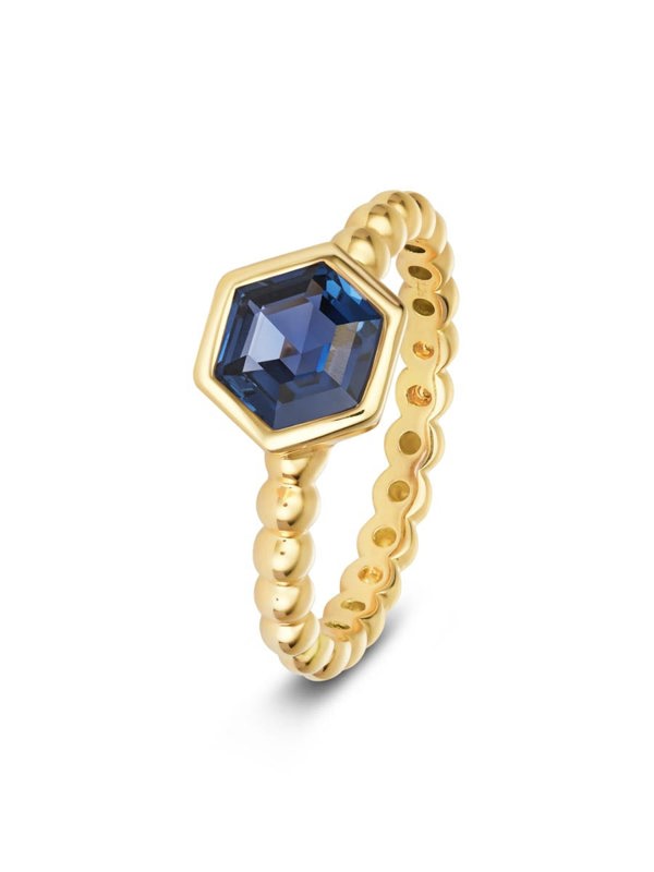 Gemdaia Blue Sapphire Hex Ring