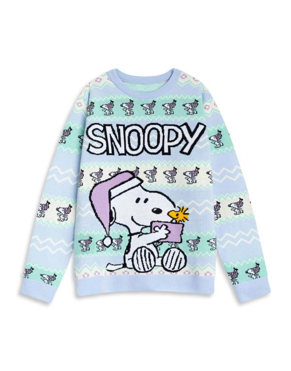 Peanuts Womens Blue Snoopy Christmas Jumper