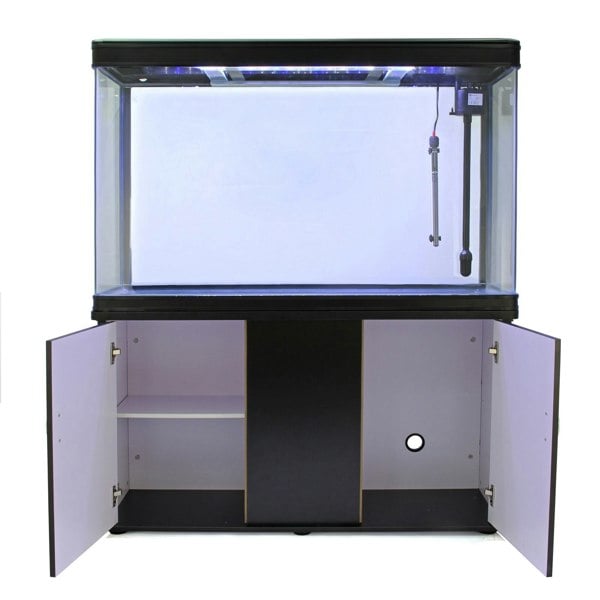 Monstershop Aquarium Fish Tank & Cabinet with Complete Starter Kit - Black Tank & Blue Gravel